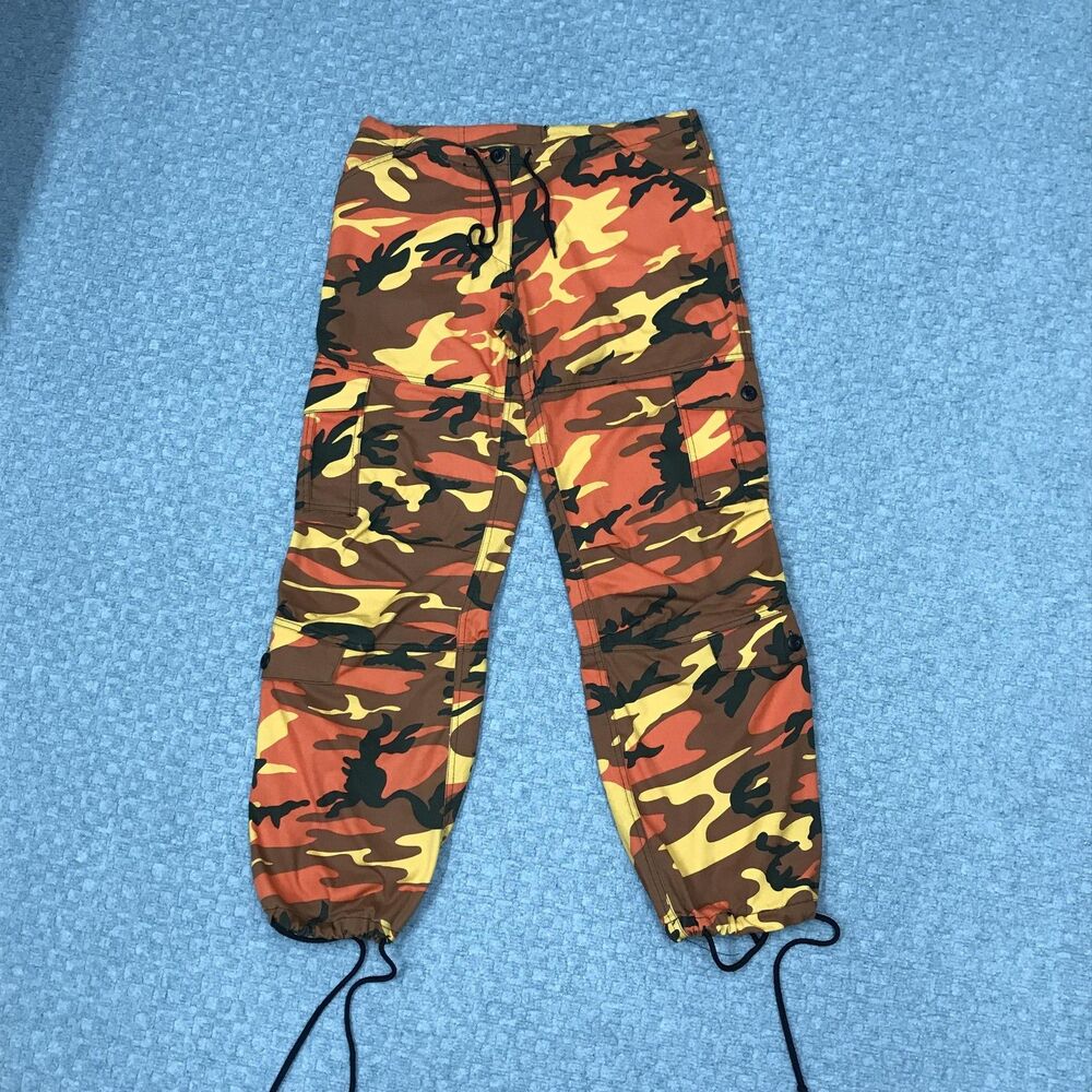 Rothco Pants Mens 32x32 Orange Camo Cargo Army Drawstring Waist Hem XXS